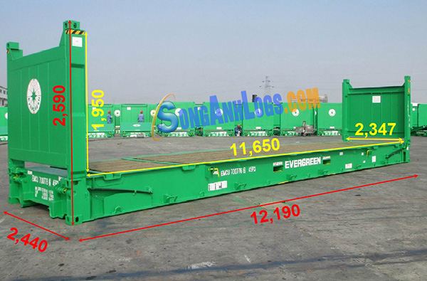Kích thước container 40 feet flat rack 2